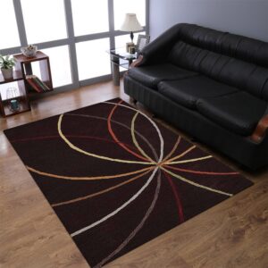 Hand Tufted Wool 5'x8' Area Rug Geometric Brown K00728