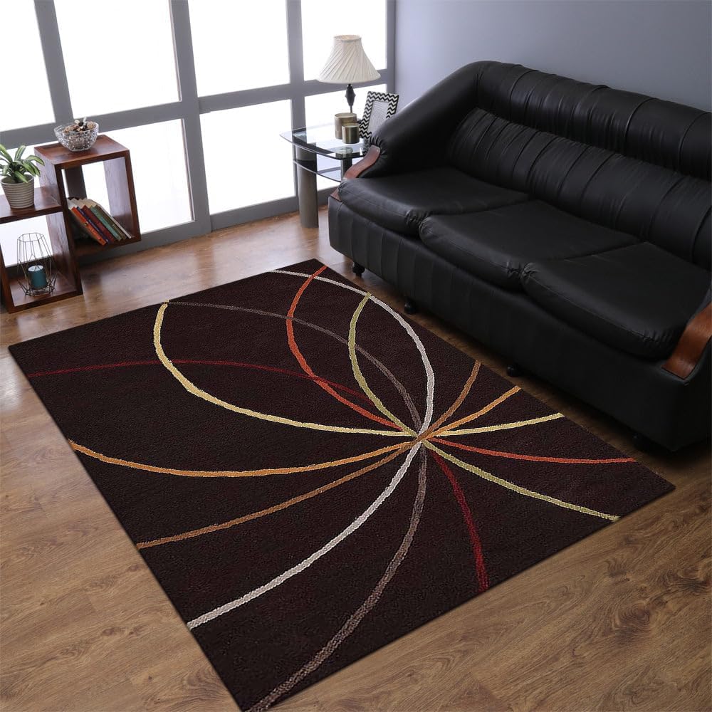 Hand Tufted Wool 5'x8' Area Rug Geometric Brown K00728