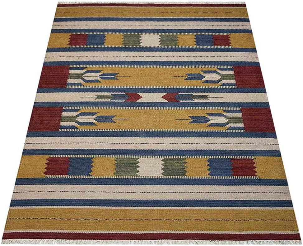 b0759rnqql 3 Hand Woven Flat Weave Kilim Wool 4'x6' Area Rug Contemporary Multicolor D00110